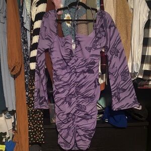 Knee Length Purple Butterfly Dress